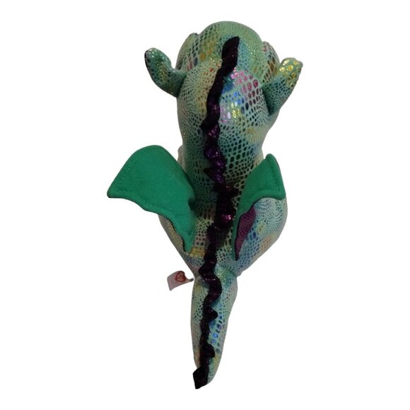 TY Beanie Boo Glittered Cinder the Green Dragon‎ Plush Stuffed Animal Toy 9" - Picture 2 of 5
